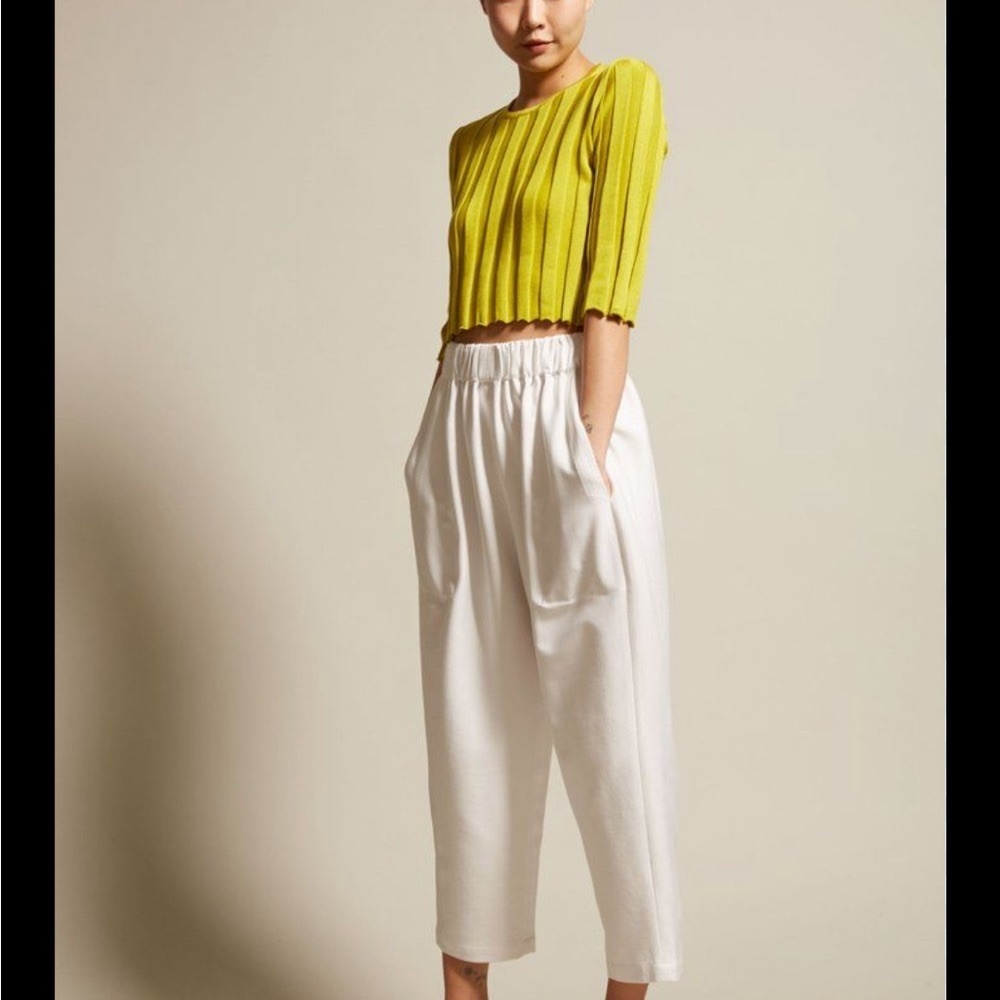 Suzanne Rae White Wide Leg Cropped Pants